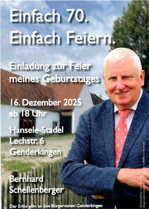 Einladung zum 70. Geburtstag