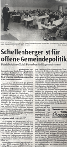 Schellenberger ist für offene Gemeindepolitik Donauwörther Zeitung 10.01.2002